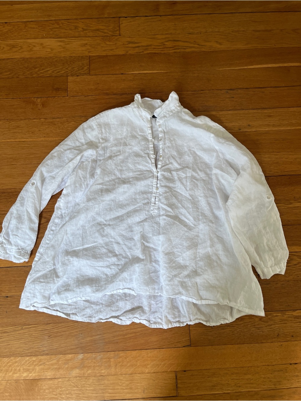 Eileen Fisher White Linen Tunic Top